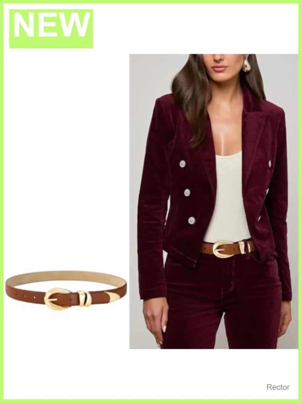 Women's Faux Leather Belt Gold Buckle Adjustable Waist Belt for Jeans Dress